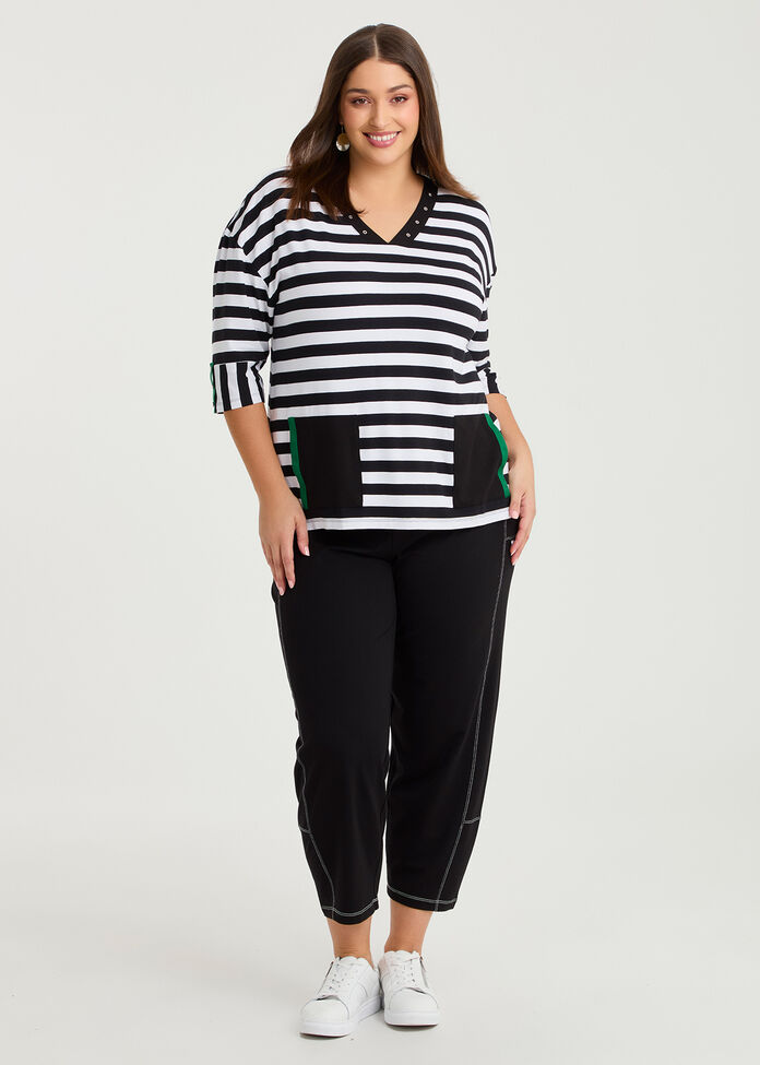 Natural Duo Spliced Stripe Top, , hi-res