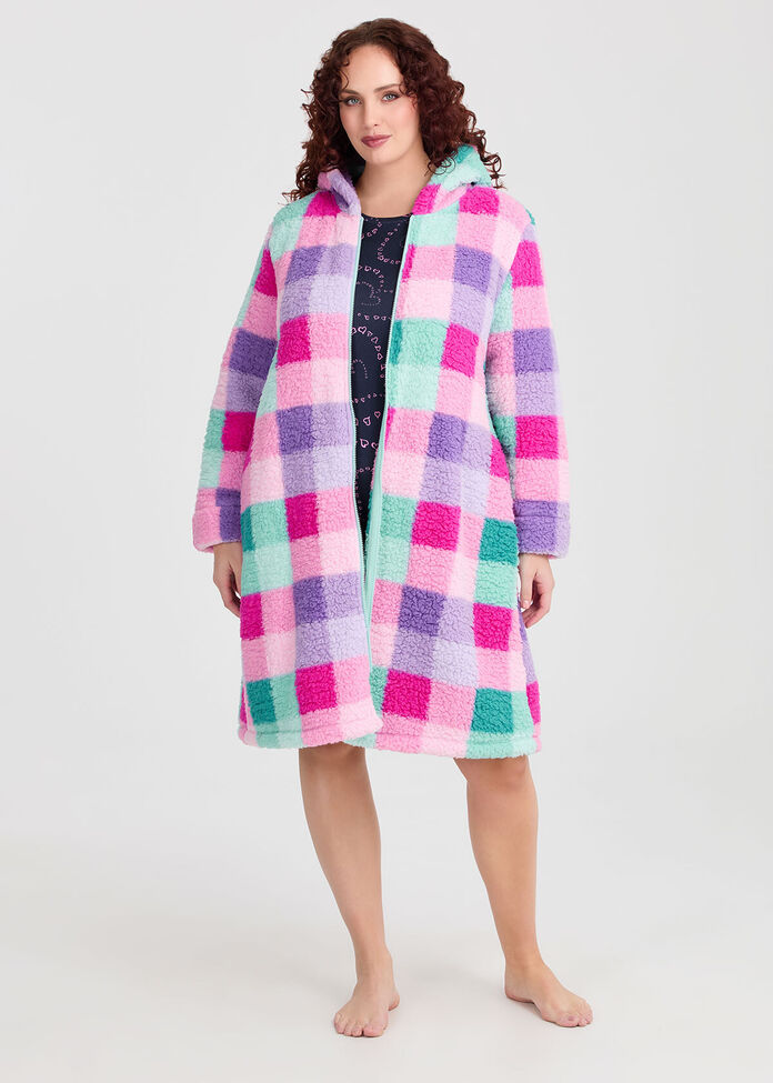 Heart Print Plush Dressing Gown