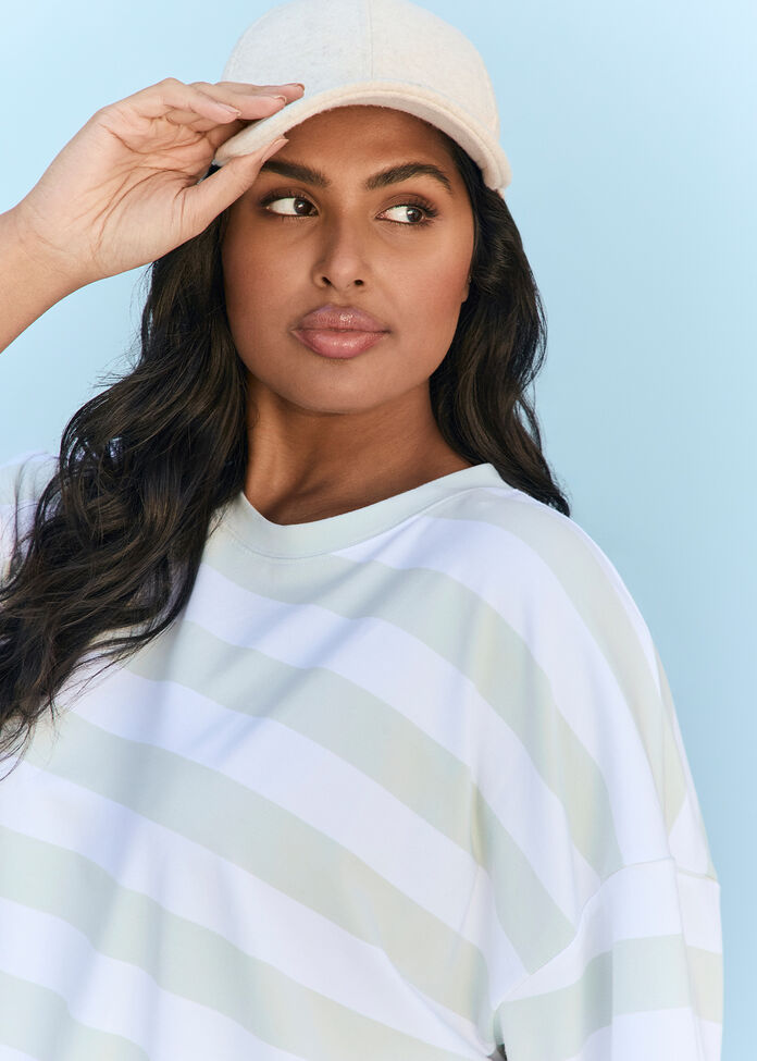Cotton Stripe Pocket Sweatshirt, , hi-res
