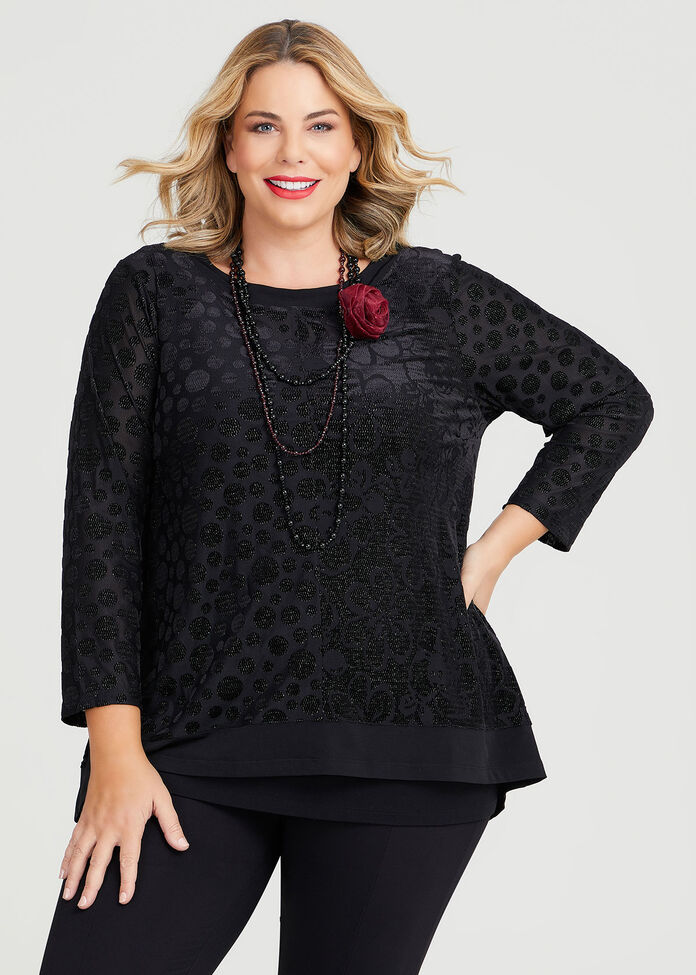 Shop Plus Size Burnout Spot Floral Top in Black | Taking Shape AU