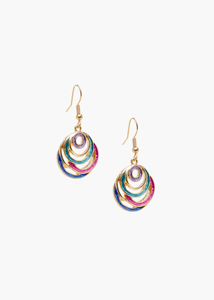 Enamel Circles Earrings, , hi-res