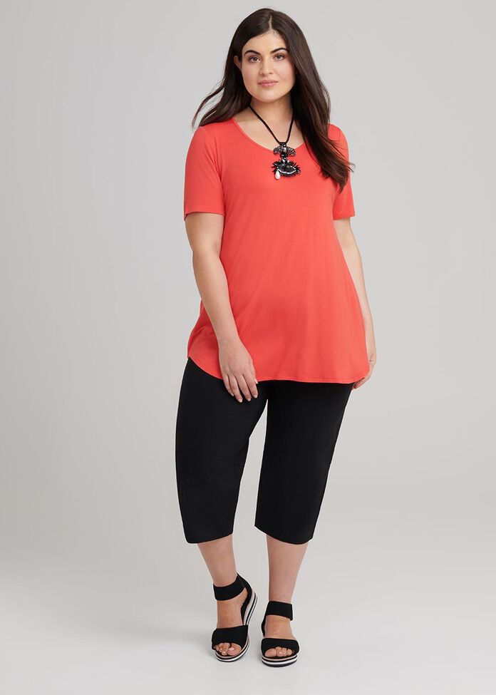 Shop Plus Size Tencel Trapeze Dart Crop Pant in Black | Sizes 12-30 ...