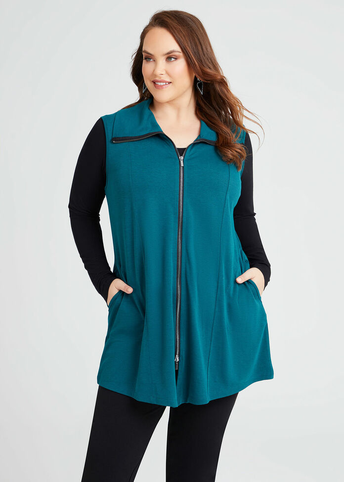 Shop Plus Size Halo Anneli Zip Front Vest in Green | Sizes 12-30 ...