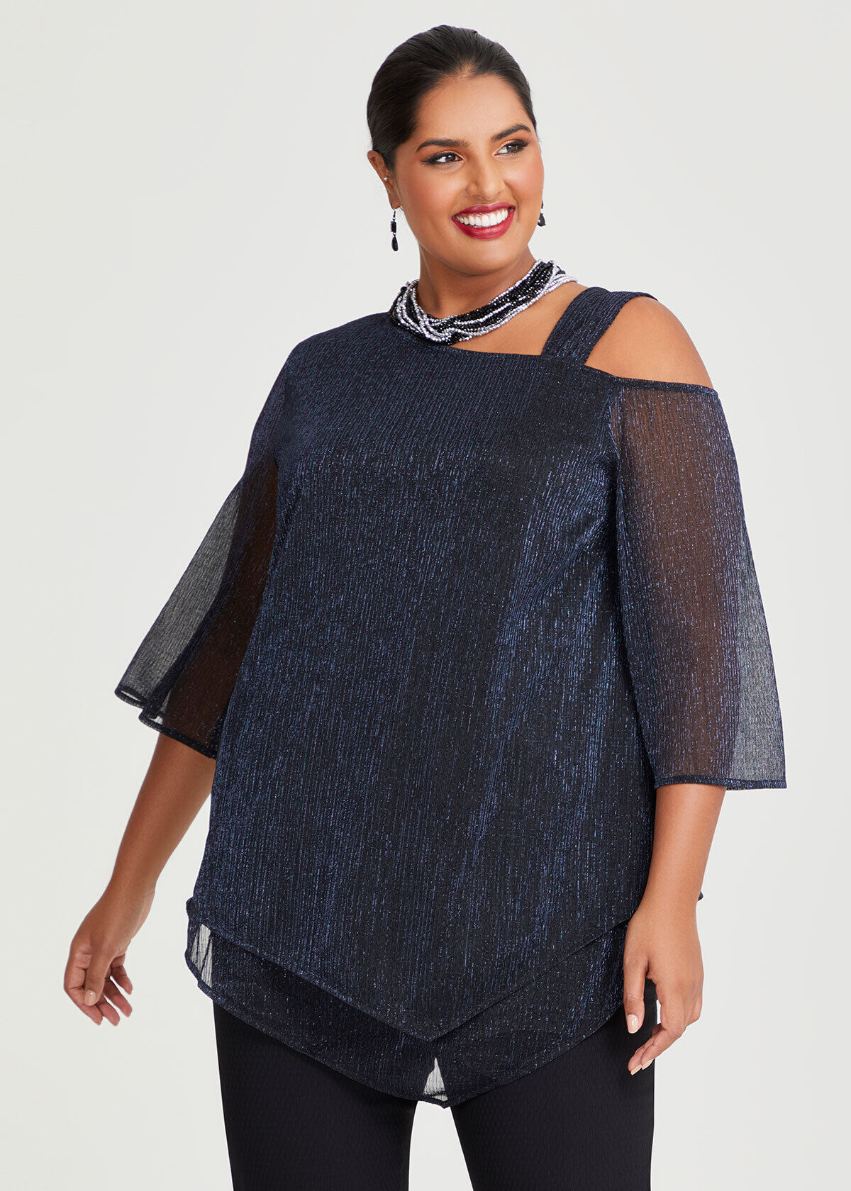 Black cold shoulder plus size top shop