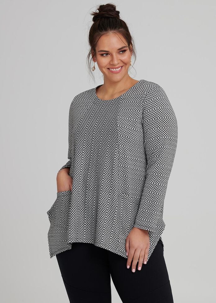 Textured Hanky Hem Top, , hi-res