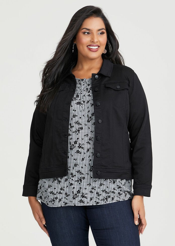 Shop Plus Size Coloured Classic Denim Jacket in Black | Taking Shape AU