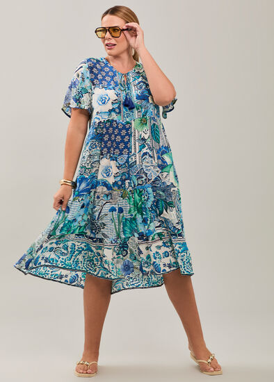 Plus Size Natural Seabloom Tiered Dress