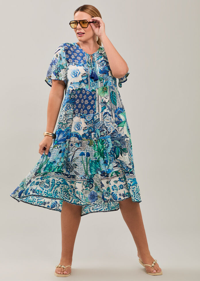 Natural Seabloom Tiered Dress, , hi-res