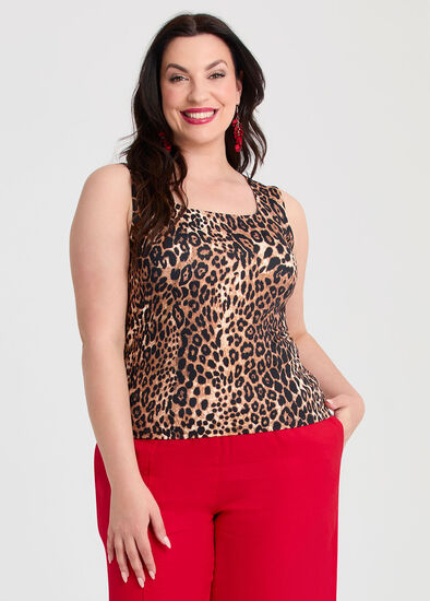 Plus Size Print Tank With Shelf Bra