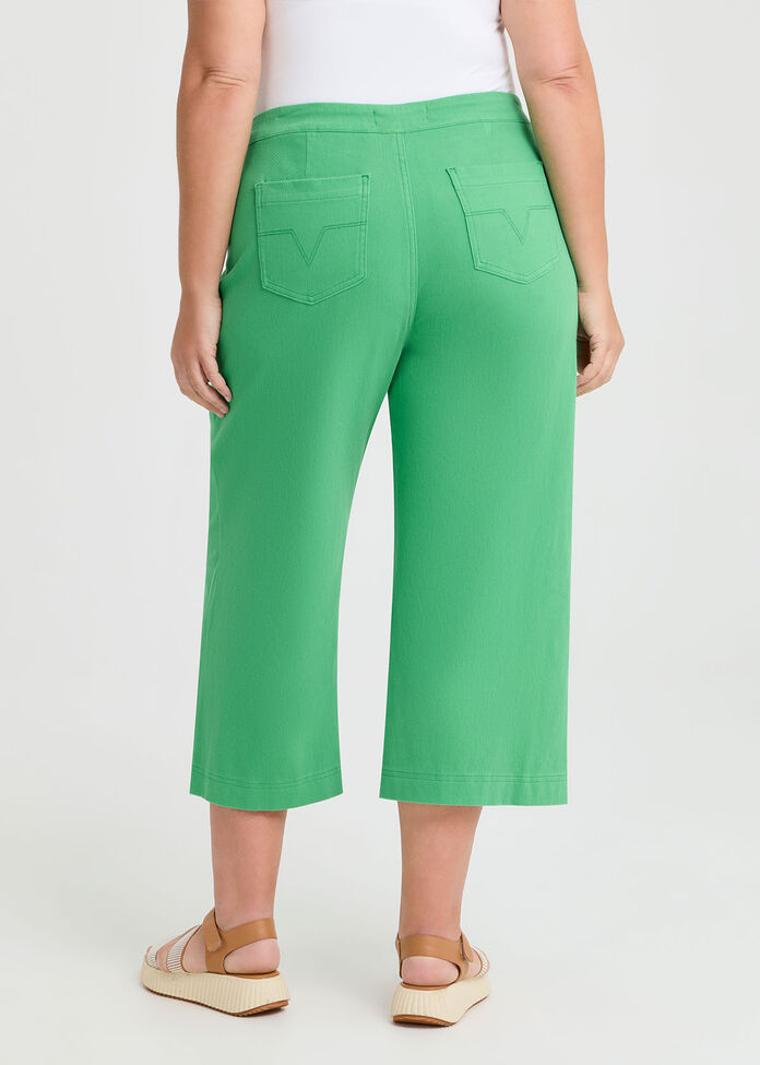The Travel Wide Leg Crop Jean, KELLY GREEN, hi-res