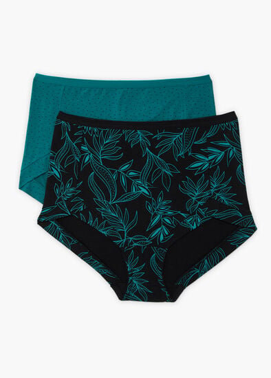 Plus Size 2 Pack Bamboo Leaf Briefs