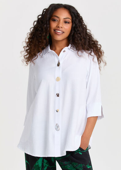 Plus Size Button & Zip Detail Natural Shirt