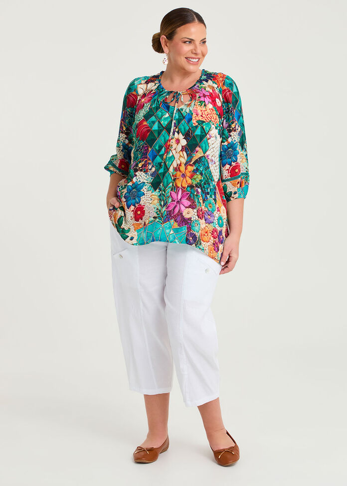Natural Shirred Top, , hi-res
