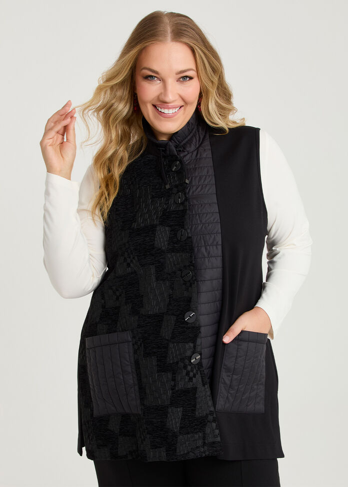 Bamboo Ponte & Jacquard Vest, , hi-res