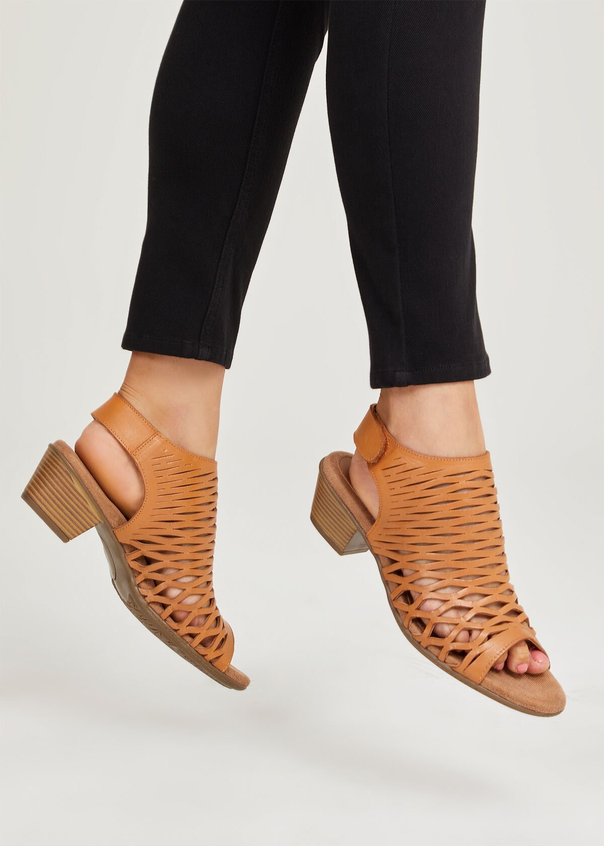 Leather caged sandals hotsell