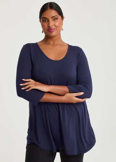 Plus Size Bamboo Base 3/4 Sleeve Top