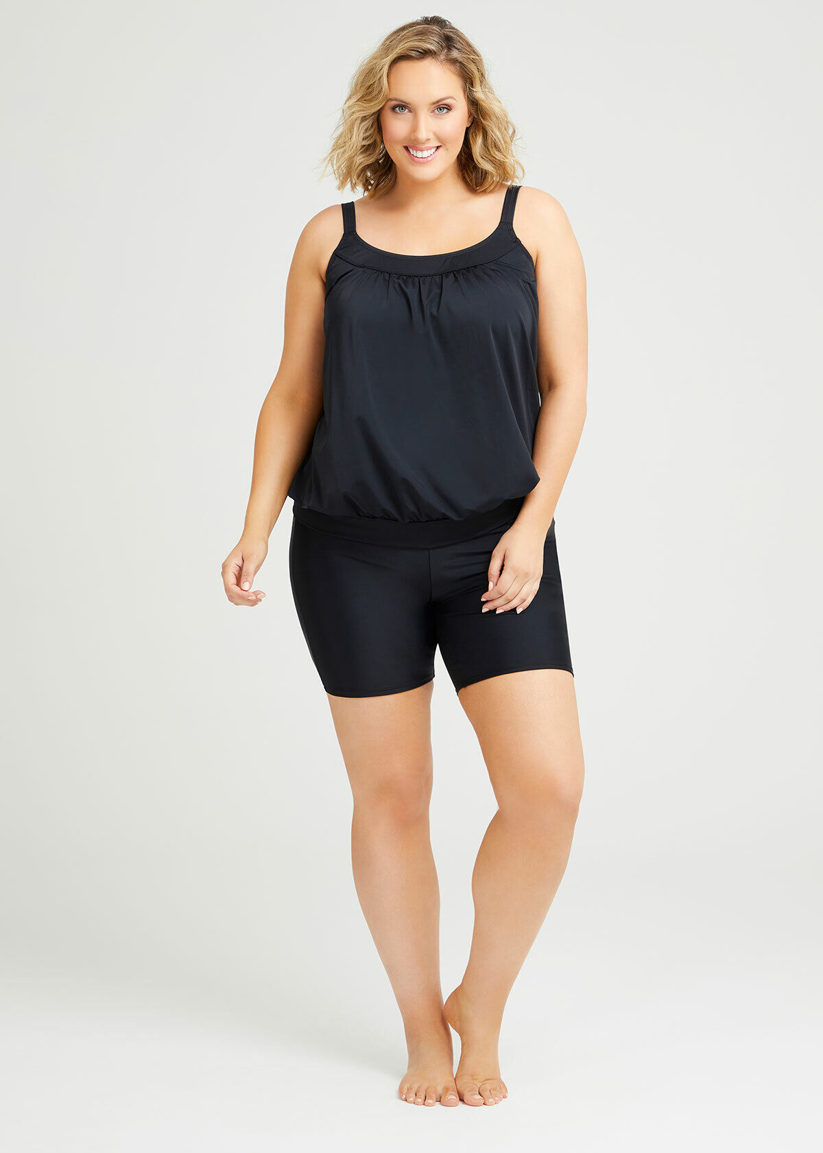 Plus size swimwear blouson top deals