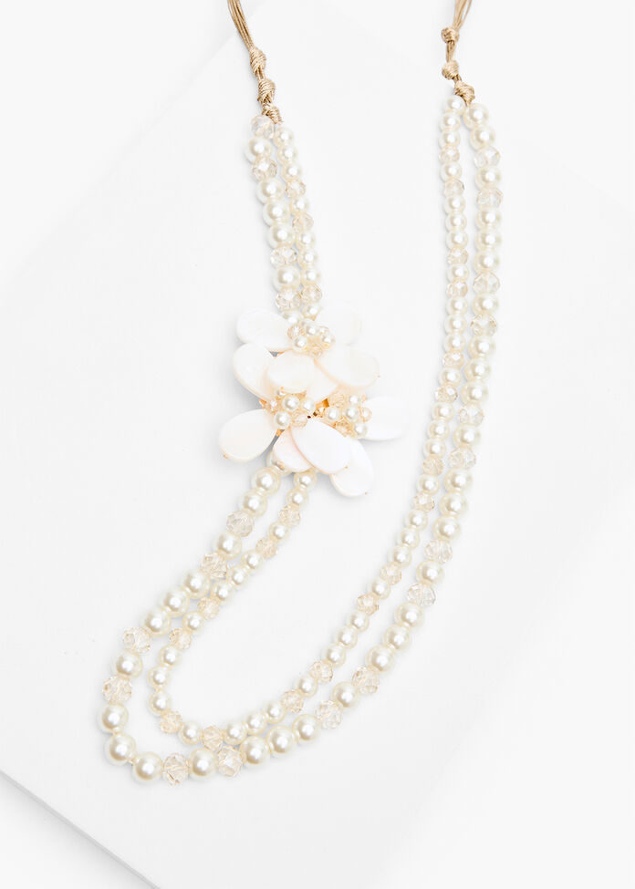 Flower Pearl Necklace, , hi-res