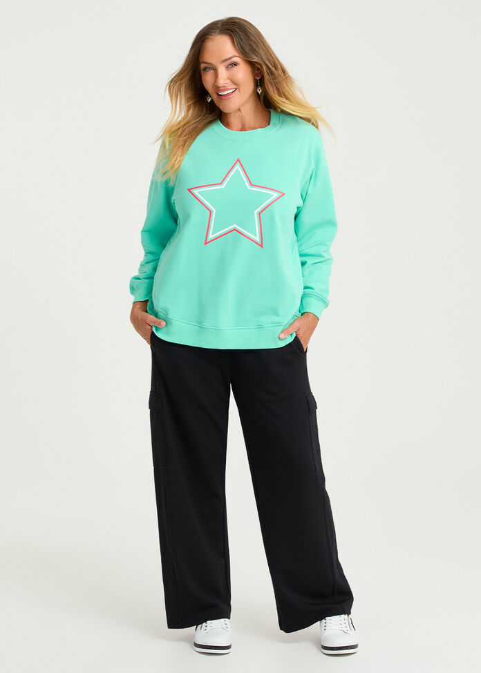 Cotton Blend Star Sweatshirt, , hi-res