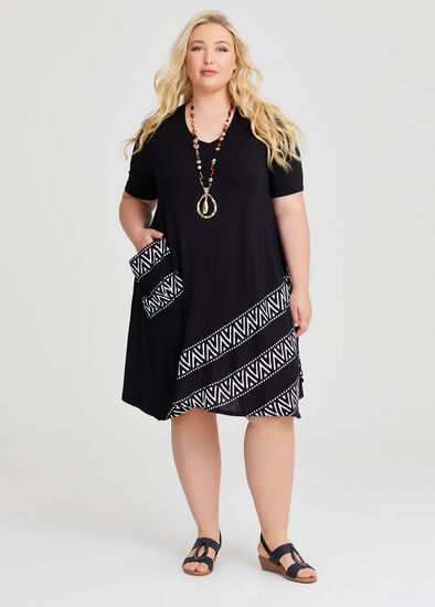 Plus Size Foil Spliced Bamboo Dress