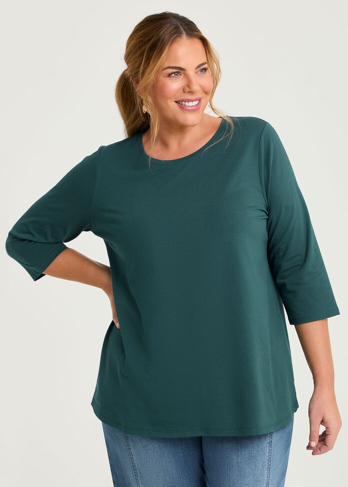 Good Earth Australian Cotton 3/4 Sleeve T-Shirt, , hi-res