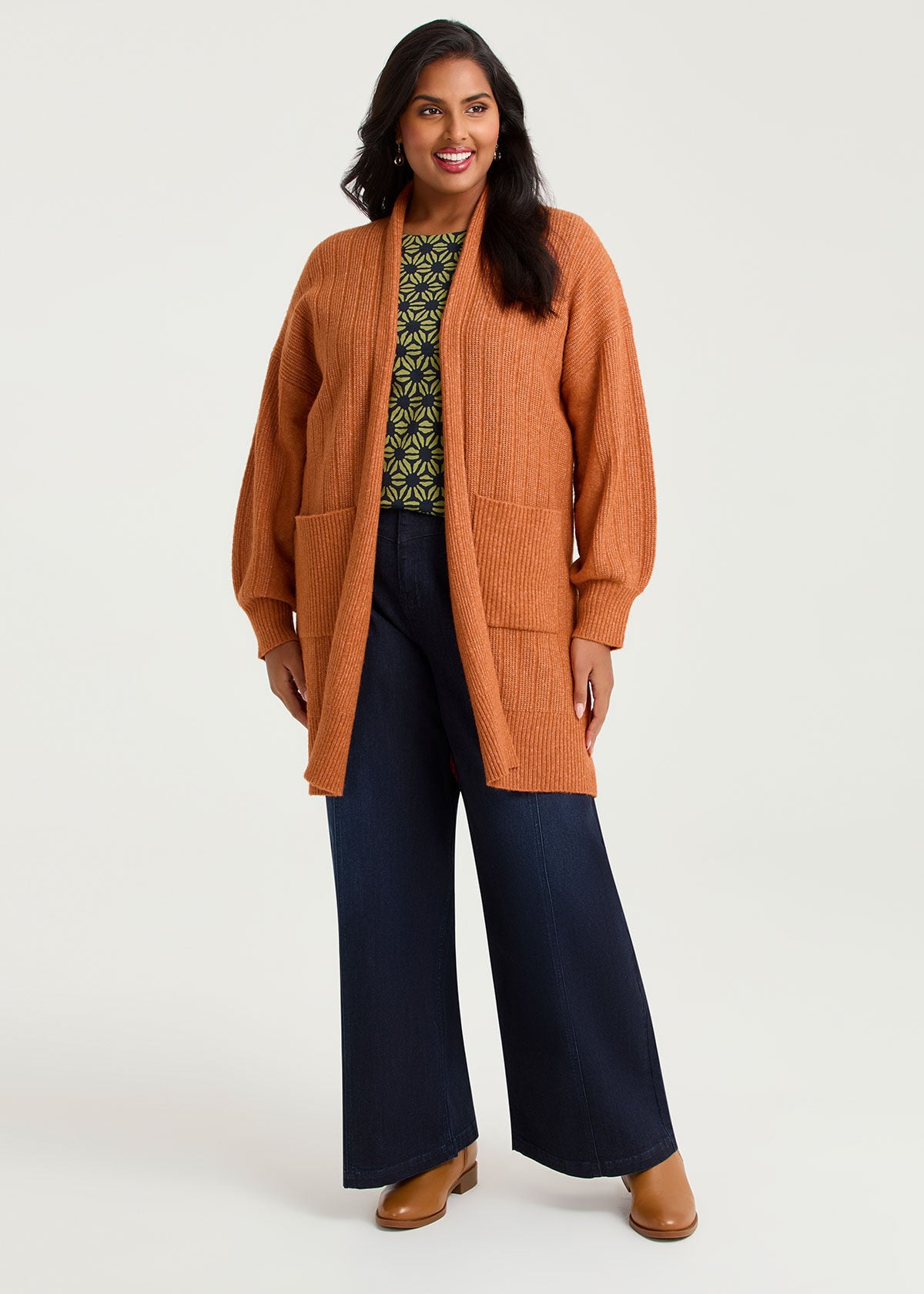 Shop Plus Size Ribbed Pocket Cardigan, Orange | Taking Shape AU