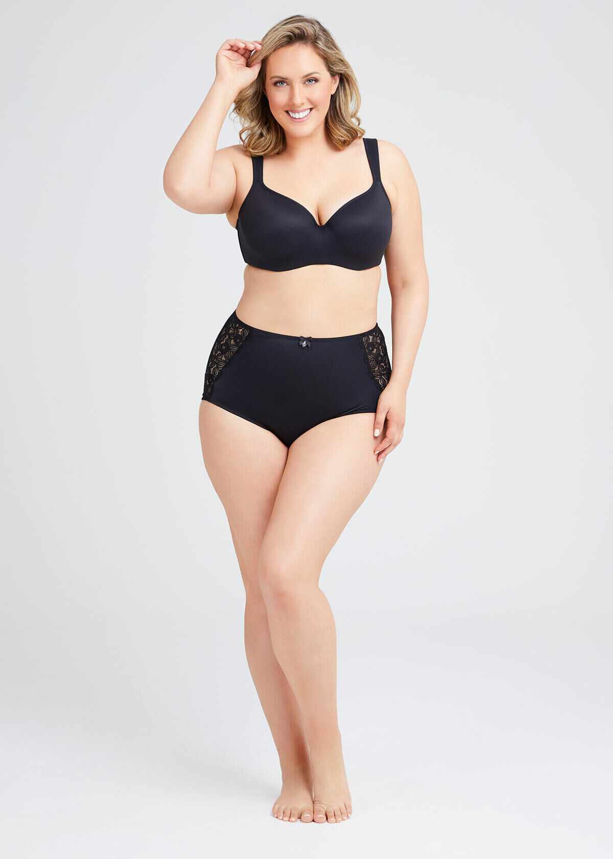 Shop Plus Size Lace Trim Full Brief in Black Taking Shape AU
