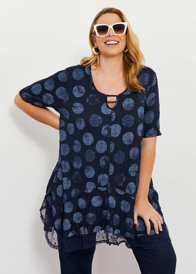 Plus Size Bamboo & Mesh Trim Crush Tunic