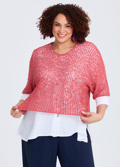 Plus Size Cotton Boucle Gauze Knit Overtop