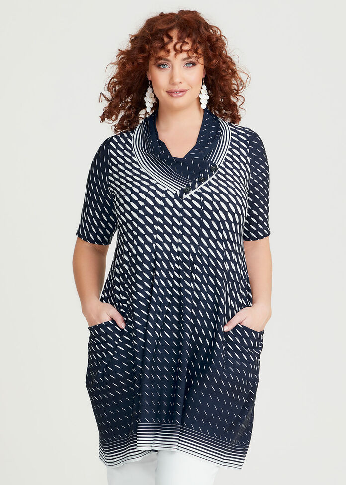 Indigo Printed Tunic, , hi-res