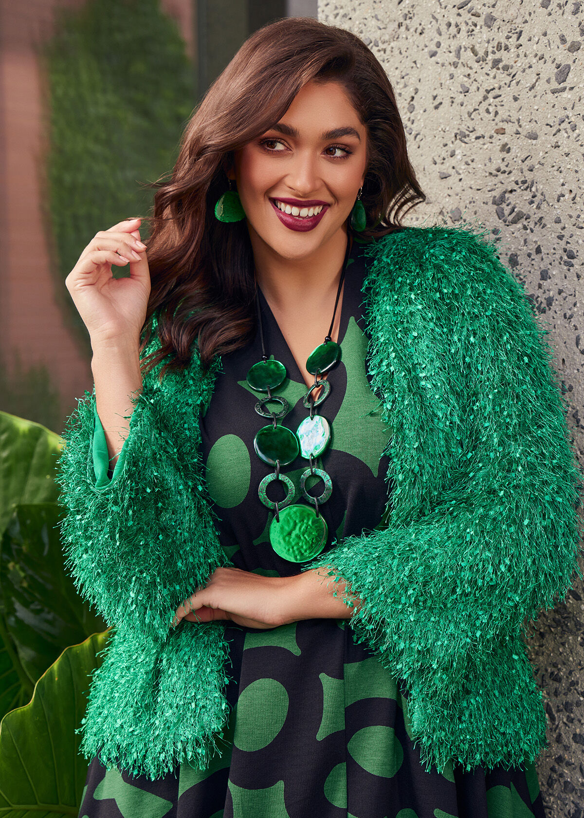 Shop Plus Size Fringe Tassel Cardigan in Green Taking Shape AU