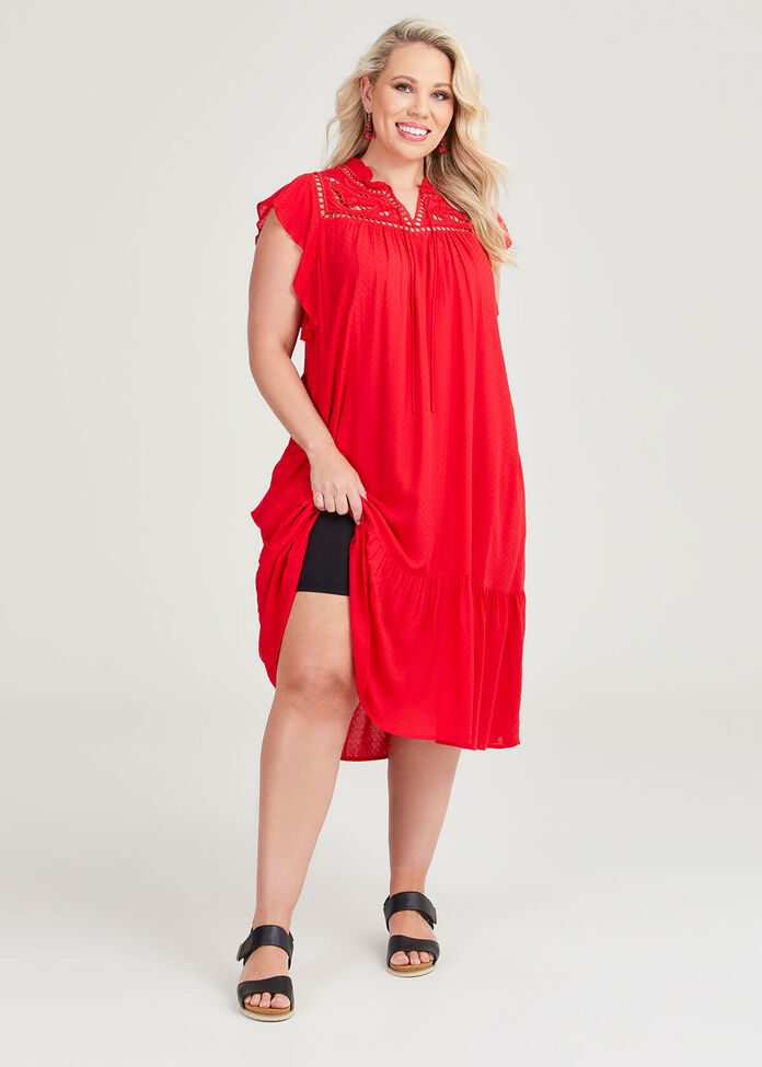 Shop Plus Size Natural Dobby Cutout Dress in Red | Taking Shape AU