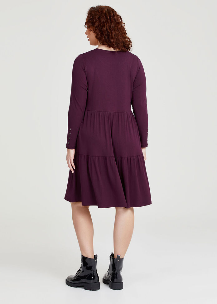 Shop Plus Size Natural Mini Rib Tiered Dress in Red | Sizes 12-30 ...
