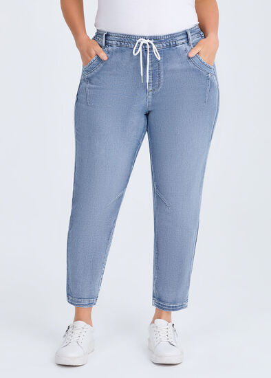 Plus Size Denim Drawstring Jogger