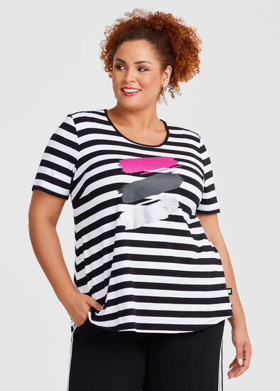 Plus Size Natural Mimi Stripe Print Top