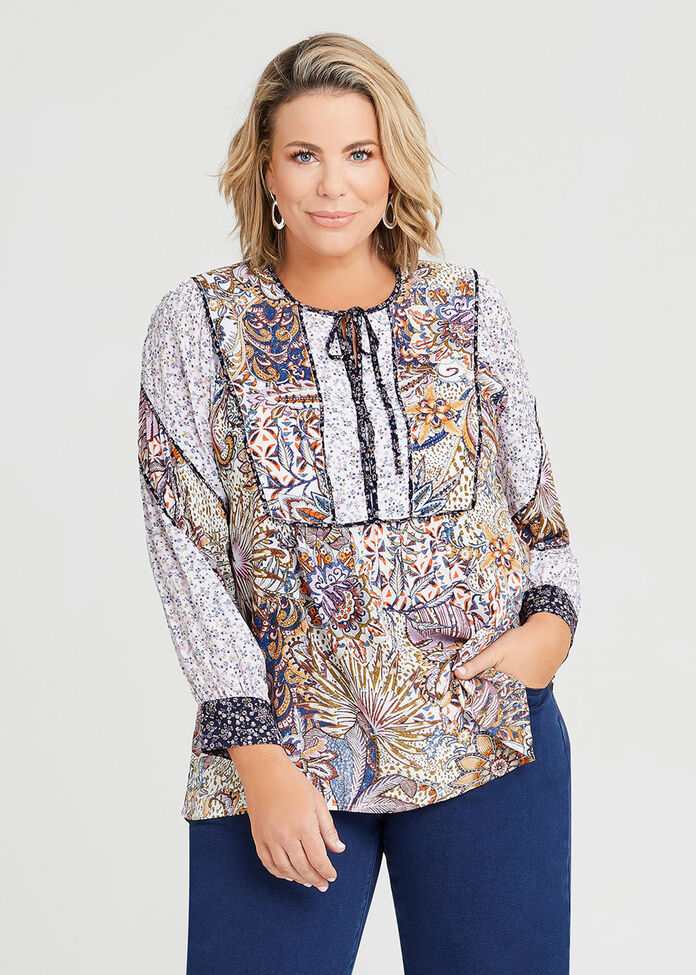 Shop Plus Size Natural Paisley Ditsy Mix Top in Multi | Taking Shape AU