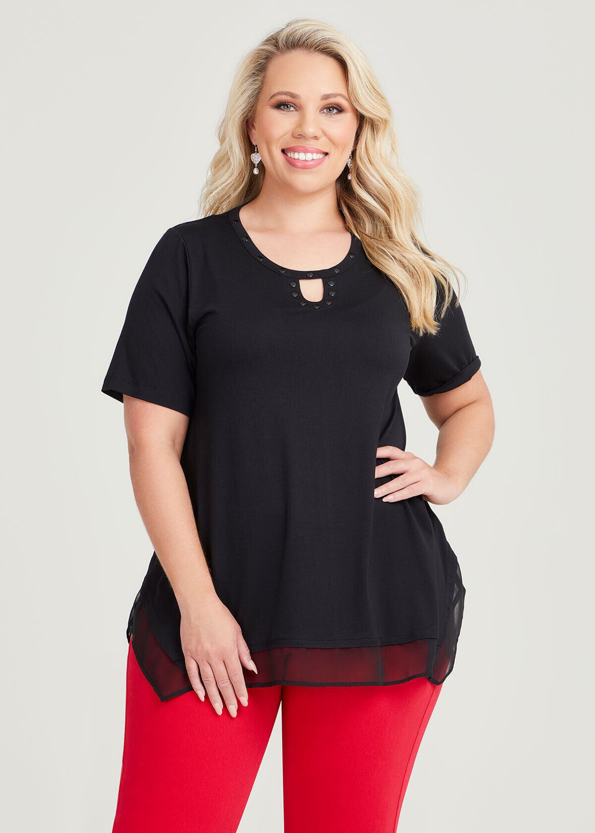 Embellished sales chiffon top