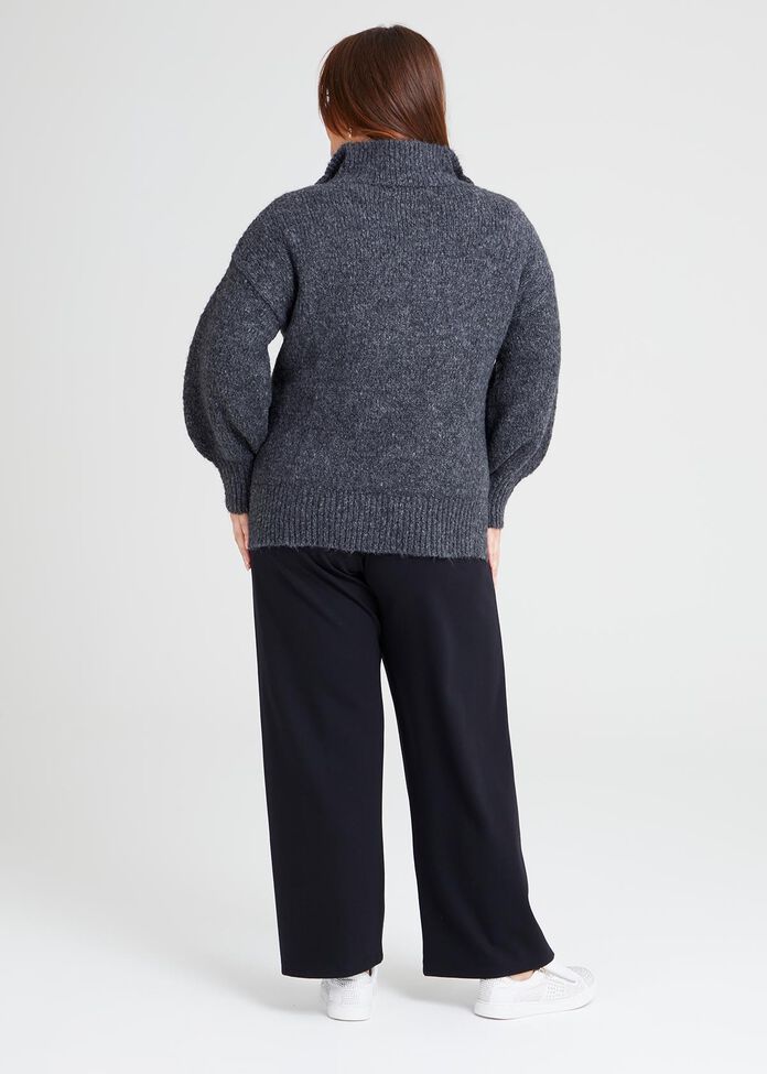 Half Zipper Cozy Knit Jumper, , hi-res