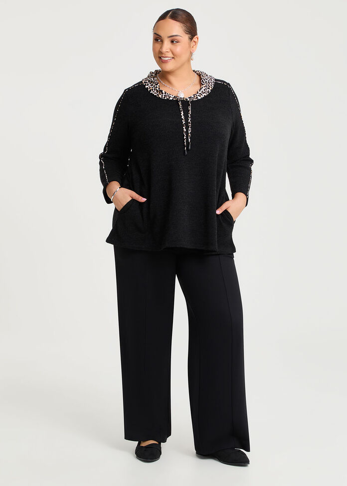 Waffle Snug & Leopard Trim Top, , hi-res
