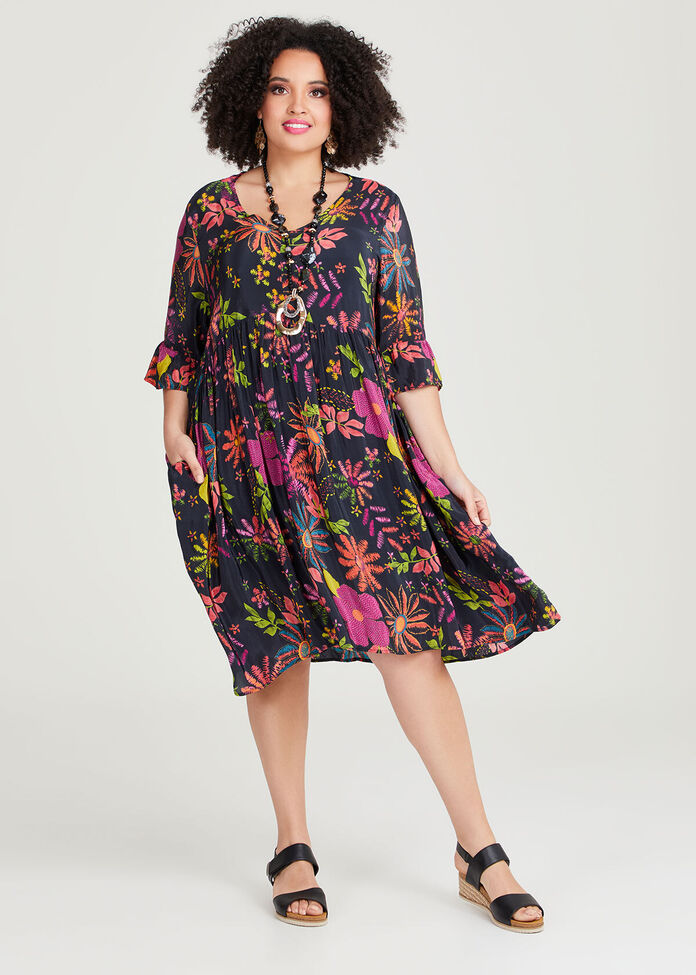 Shop Plus Size Natural Des Fleurs Dress in Multi | Taking Shape AU