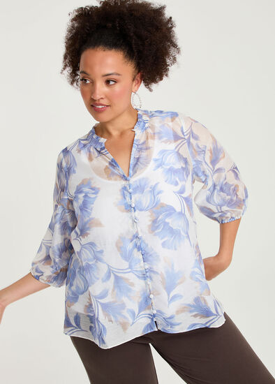 Plus Size Lyocell Linen Blend Bloom Top