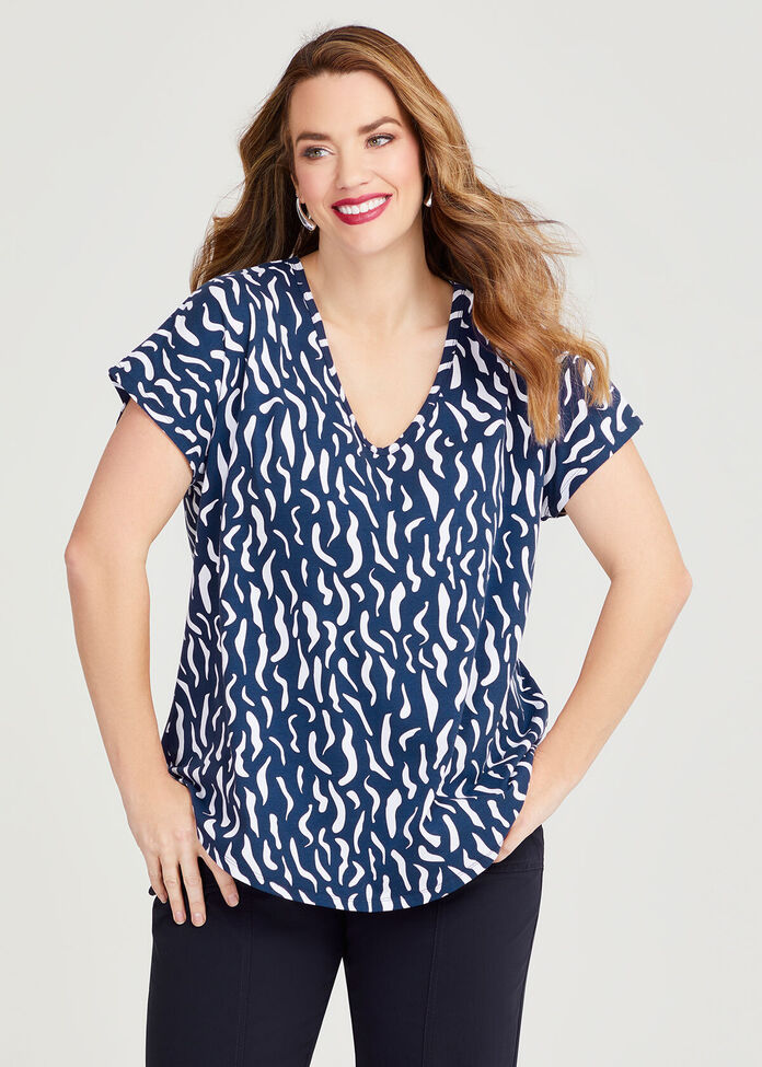 Cotton Swirl Print T-shirt, , hi-res