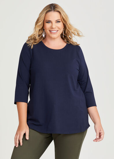 Plus Size Good Earth Australian Cotton 3/4 Sleeve T-Shirt