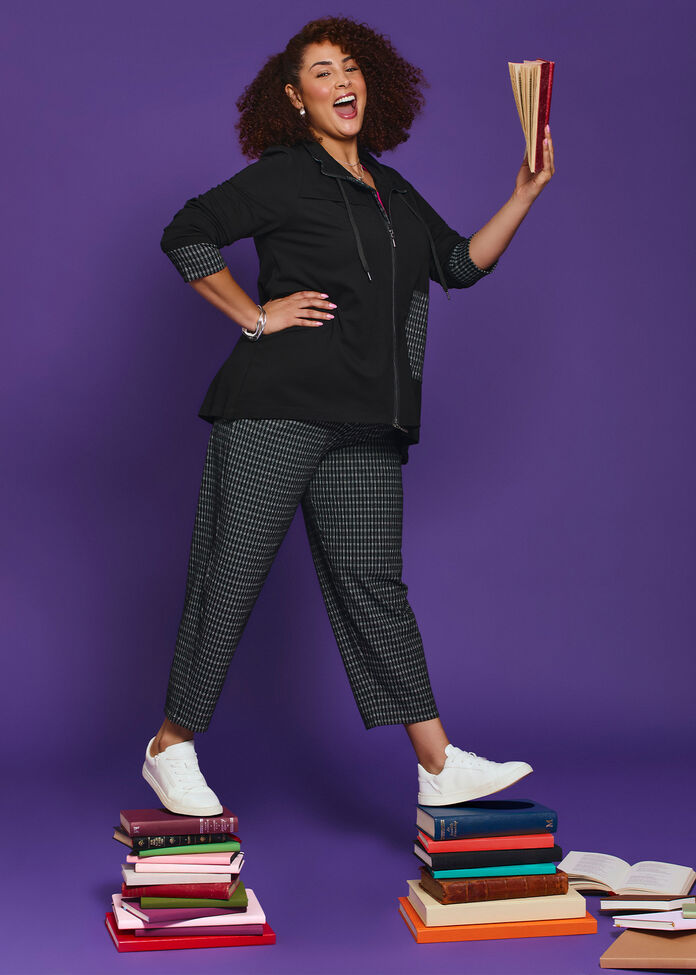 Plaid Ponte Pant, , hi-res