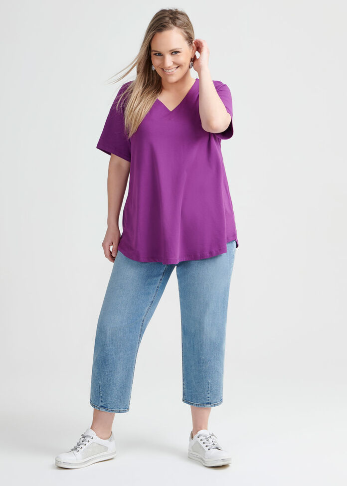 Organic V-neck Swing Basic Tee, , hi-res