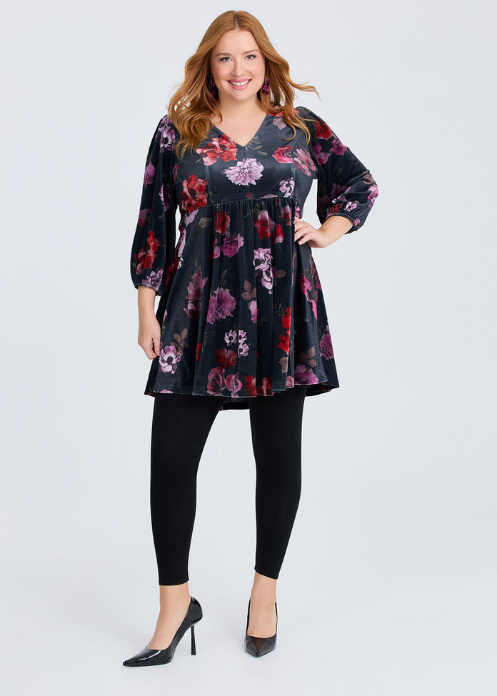 Floral Velvet Cocktail Tunic, , hi-res