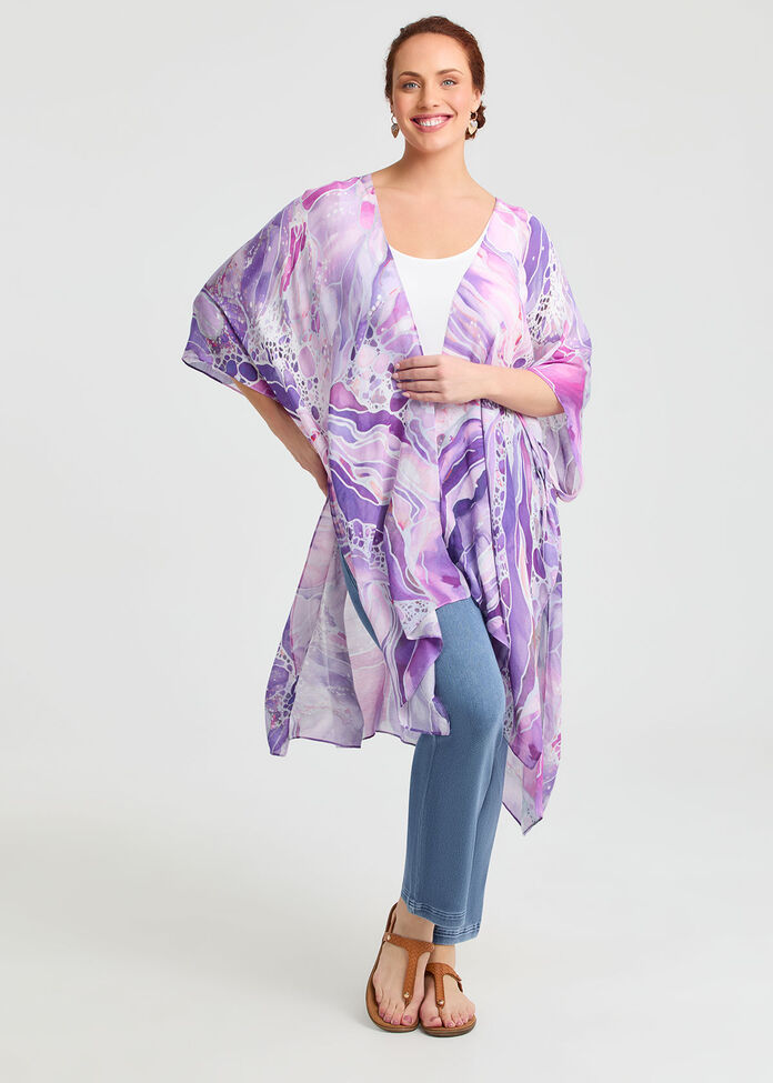 Large Swirl Cape Kimono, , hi-res