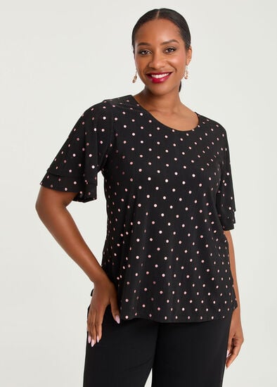 Plus Size Polka Dot Foil Event Top