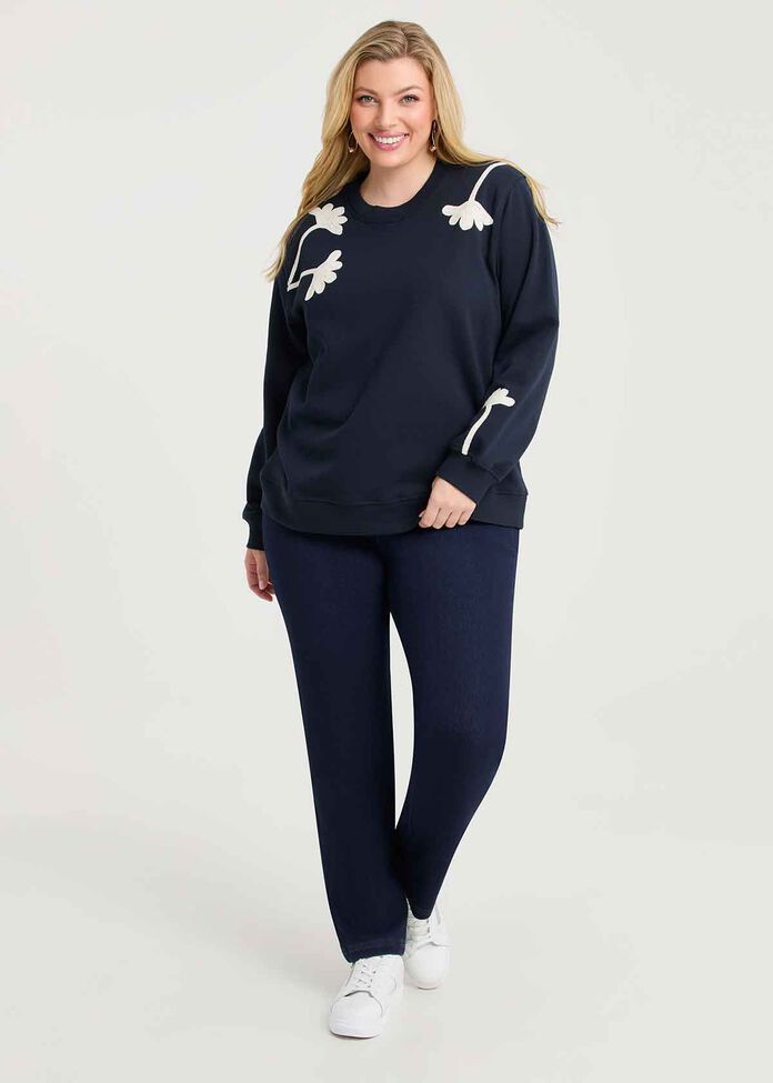 Cotton Blend Embroidery Sweatshirt, , hi-res