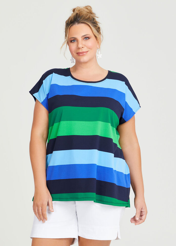 Shop Plus Size Cotton Multi Stripe Top in Blue | Sizes 12-30 | Taking ...